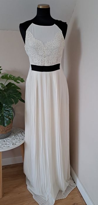 Sukienka maxi pliskowana ted baker ślubna poprawiny cywilny M