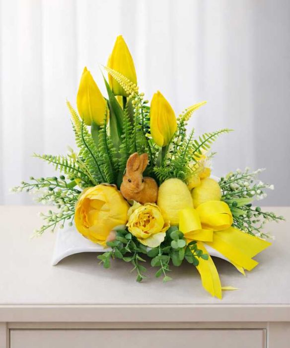 Stroik świąteczny wielkanocny Zajączek na grób Wielkanoc WG157