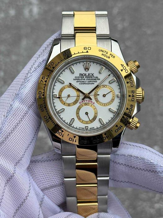 Чоловичий годинник Rolex Daytona Steel and Gold White