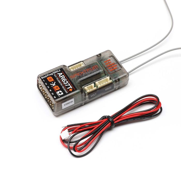 Recetor AR637T+ DSMX 6-Canais com estabilizador AS3X+SAFE + Telemetria