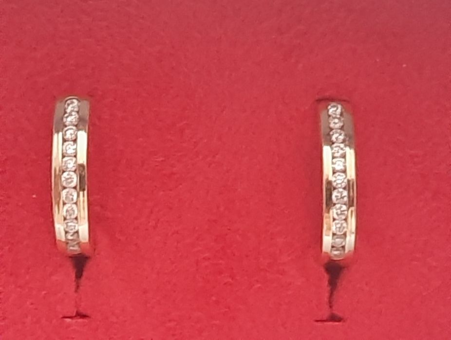 Золотые серьги с бриллиантами  0.22ct 2.41гр. дорожка  новые