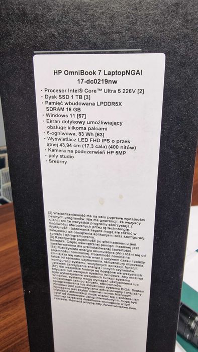 LAPTOP HP OmniBook 7, 17,3 cala z dowozem