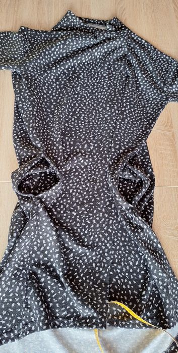 Sweter, tunika czarna w białe plamki