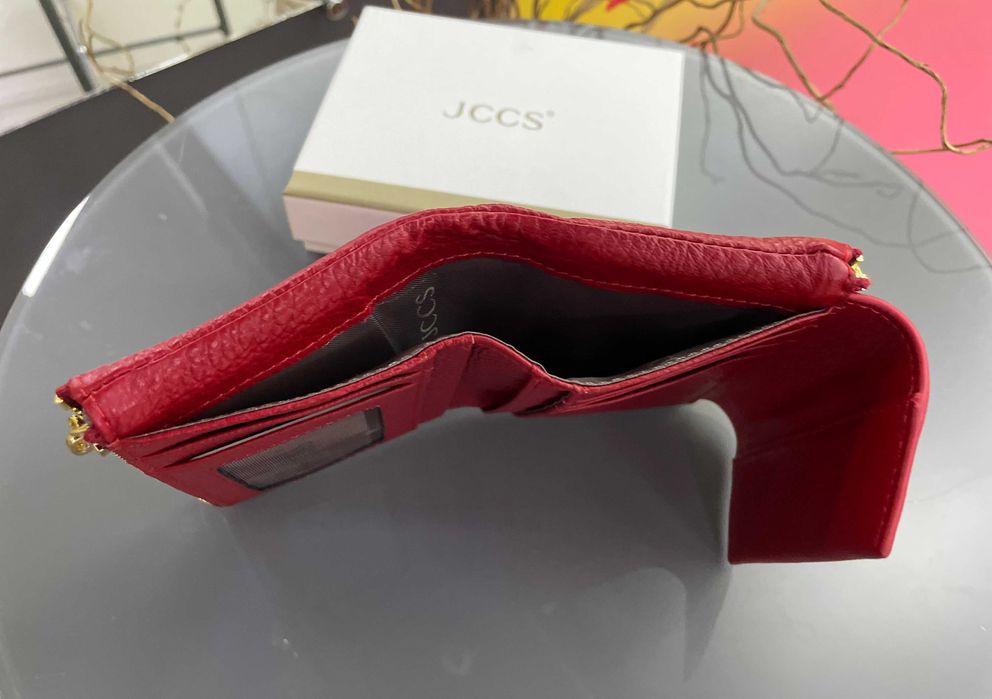Жіночий шкіряний гаманець JCCS червоний маленький