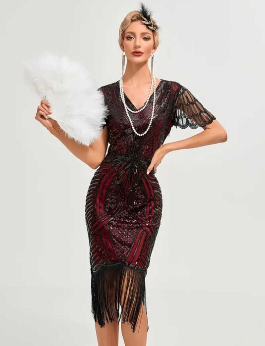 Nowa sukienka Flapper Gatsby RETRO cekiny, r. M Sylwester wesele karnawał