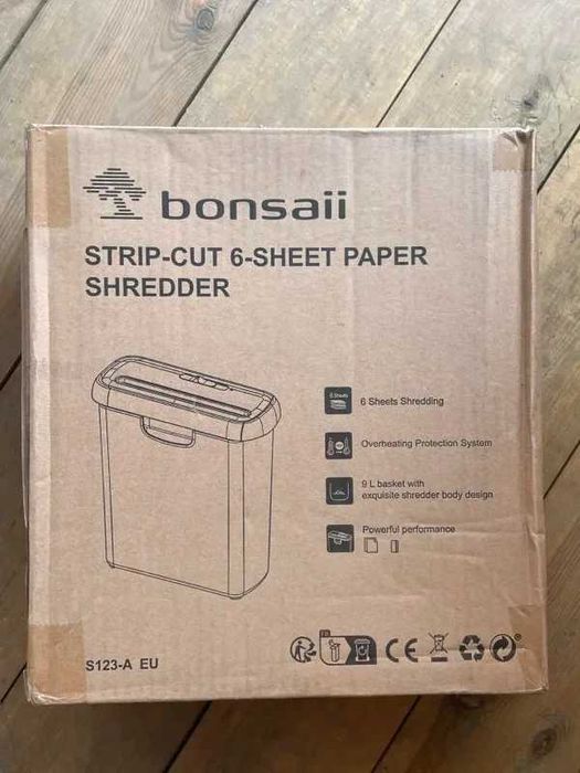 Elektryczna niszczarka dokumentów Bonsaii S123-A 6 arkuszy 9L