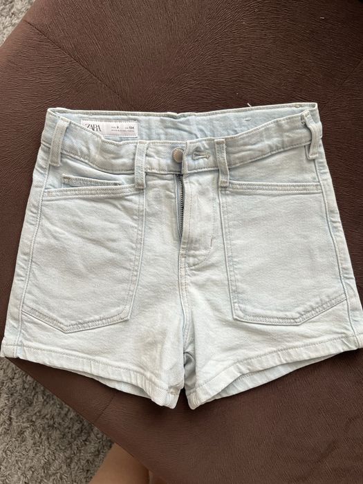 Голубые джинсовые шорты zara 8-9 лет рост 134