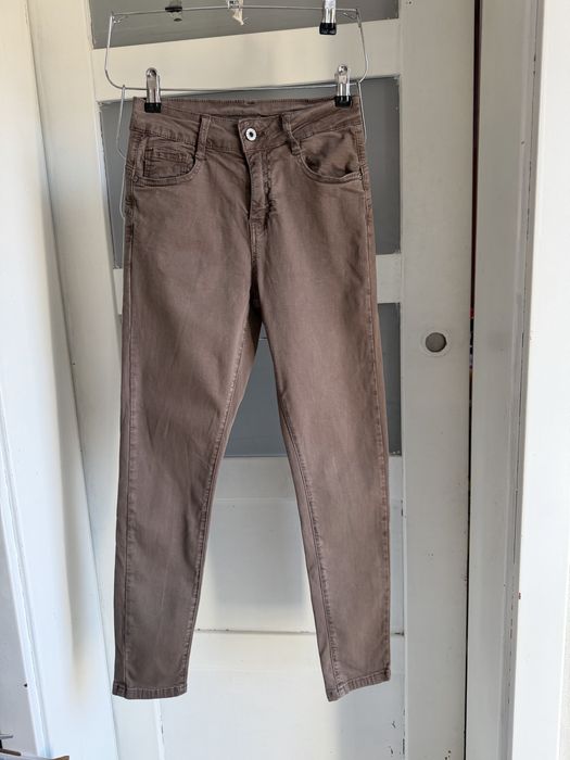 Spodnie rurki skinny high waist/brązowe | Efekt push-up Rozmiar S/M