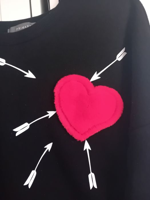 #Primark sweter top czarny serce