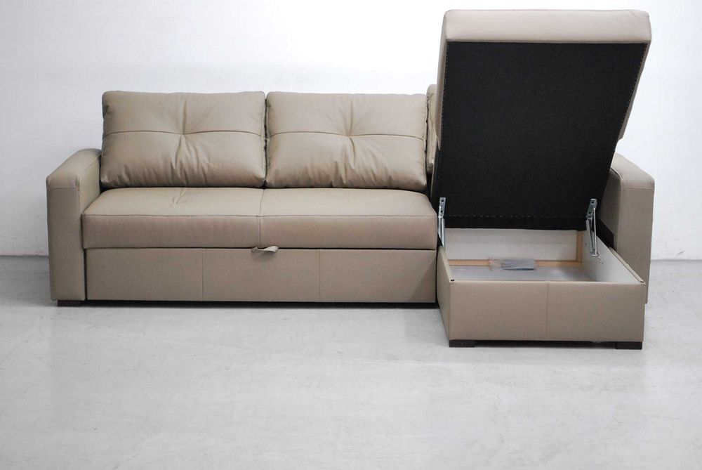 SKÓRA NATURALNA narożnik z funkcją spania pojemnik 4119, rogówka