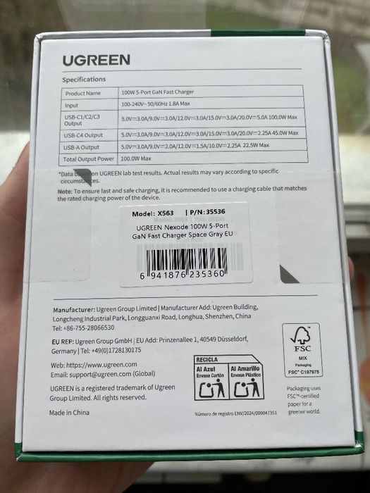 100W Ugreen Nexode X563 Gan зарядное устройство