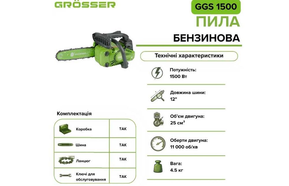 Бензинова пила Grosser GGS 1500