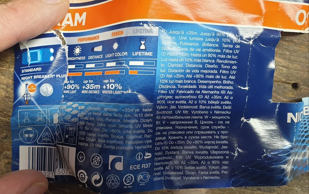 Żarówki Halogenowe OSRAM BILUX H4 NIGHT BREAKER PLUS +90% 12v 60/55w !