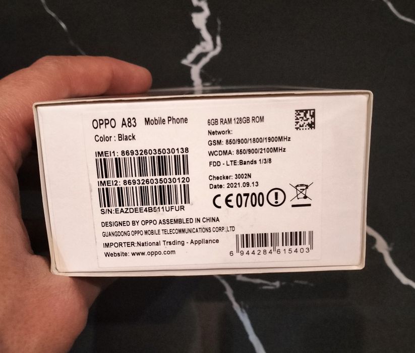 Telemóvel OPPO A63, 6GB RAM e 128GB ROM