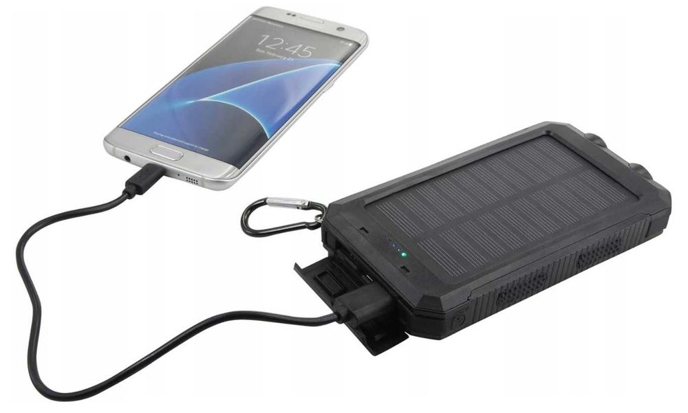 Powerbank 10 0000 mAh Solarny Wodoodporny - ładowarka, latarka, kompas