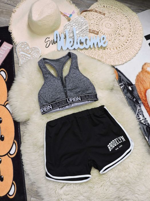 Urban biustonosz sportowy top push up + szorty S