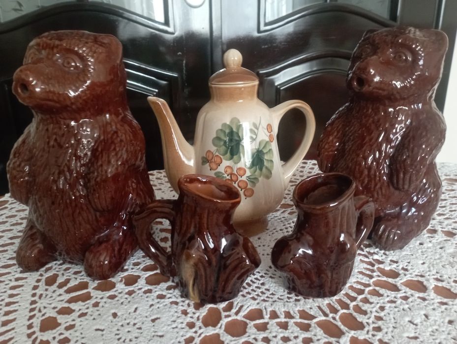 Кераміка Опішня,сервіз ,блюдця,кришки.