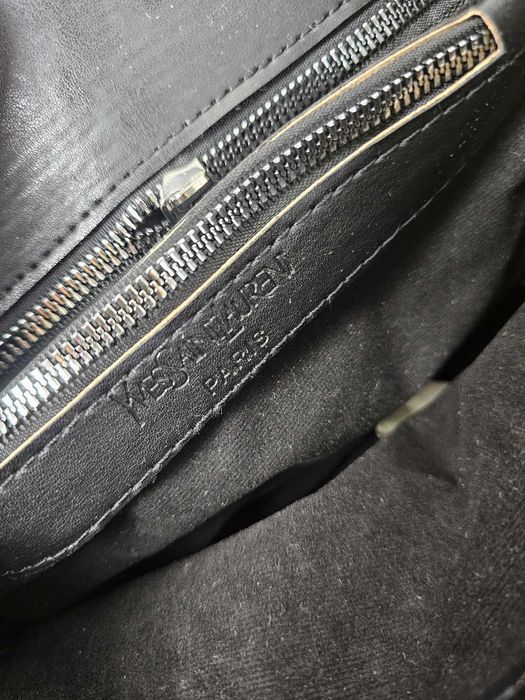 Torba listonoszka duza prazkowana damska Czarna YSL lancuszek