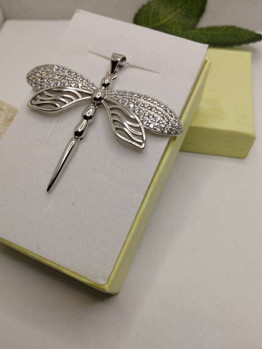 Srebrny wisiorek, ważka, próba 925