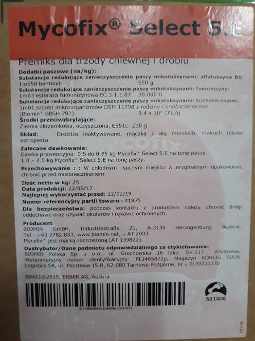 Mycofix Select 5E preparat na mykotoksyny w paszach