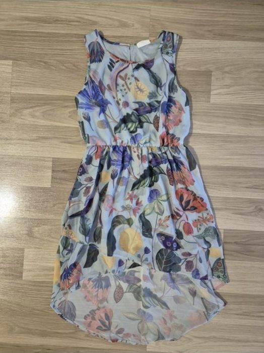 Niebieska sukienka w tropikalne wzory H&M