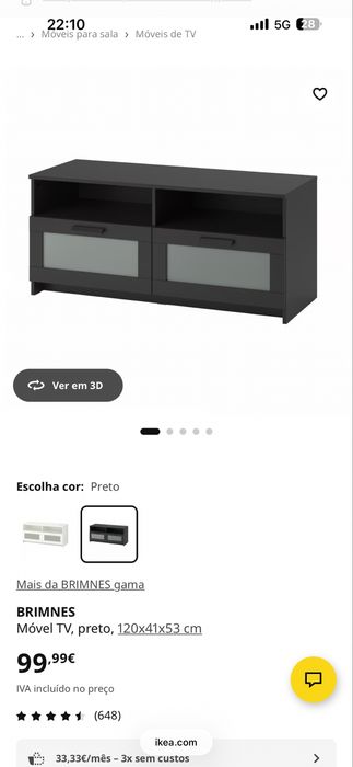 Movel TV Brimnes, preto