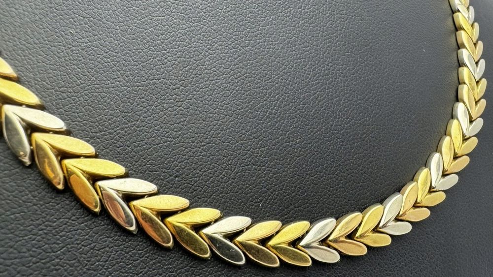 Piękny Dwukolorowy Złoty Łańcuszek 40,06g 750p 42cm