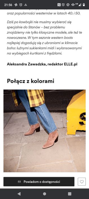 Botki KOWBOJKI Jenny Fairy 41 camel CCC buty zamszowe