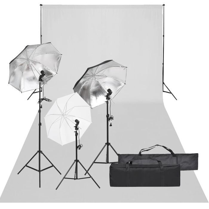 Vidaxl Fotograficzny Zestaw Studyjny Z Lampami I Tłem