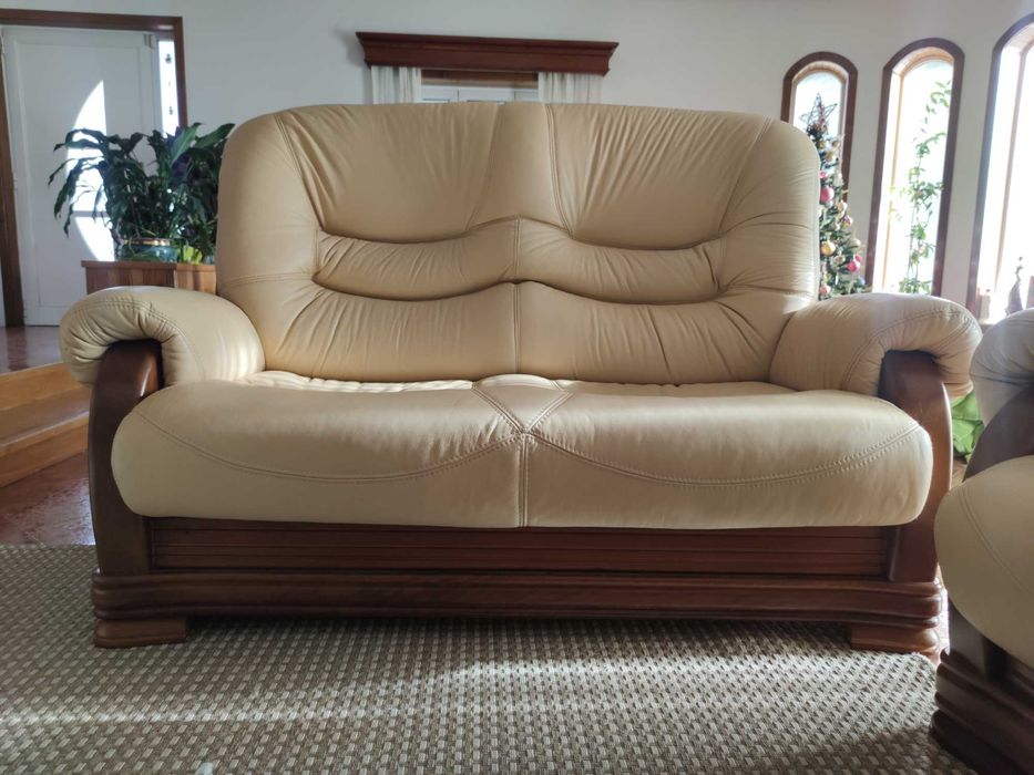 Sofás de sala em pele natural