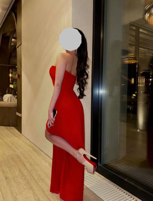 Balykina Maxi Dress With A Cut Red, розмір S