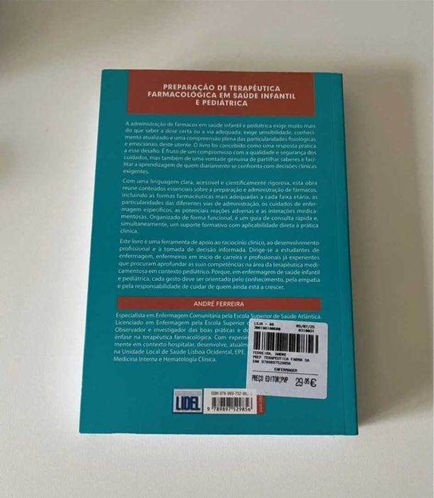 Livro enfermagem "Preparação de terapêutica farmacológica em saúde infantil e pediátrica" da Lidel.