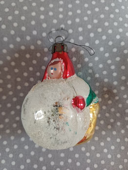 3x Stara Bombka Prl Szklana - dziecko z kula, aniolek, dzieci na sanka