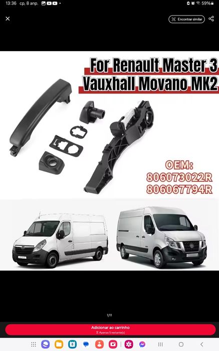 Mecanismo da pega porta Renault master 3