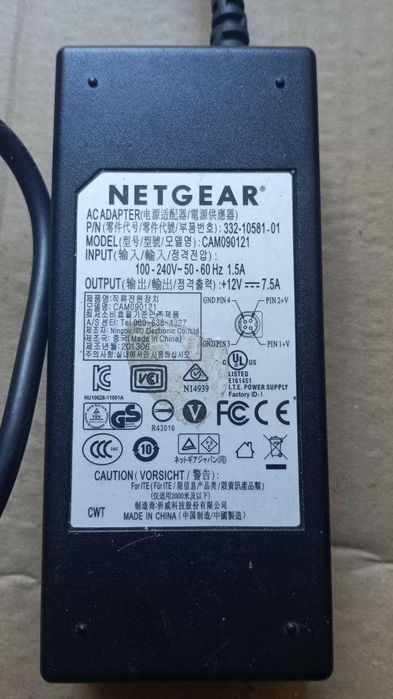 Адаптер на 12V 7.5A для переменного тока TETGEAR блок питания живлення