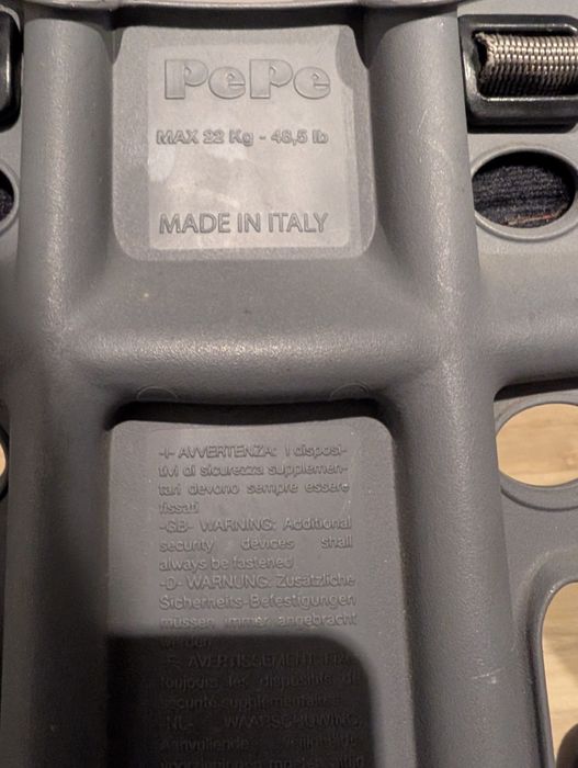 Używany włoski fotelik rowerowy PePe One Bellelli do 22kg