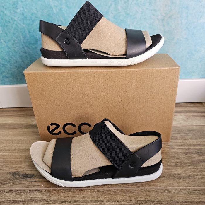 Ecco damara sandały skórzane czarne eleganckie  40 26cm