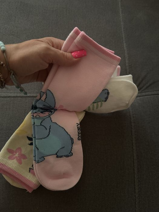 Zestaw 3 nowych skarpetek damskich pastelowe Lillo&stitch