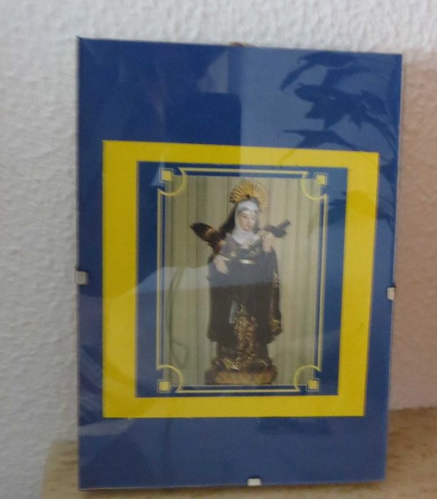 Quadro Santa Rita, com vidro - Medida 13X18 cm - Imagem antiga