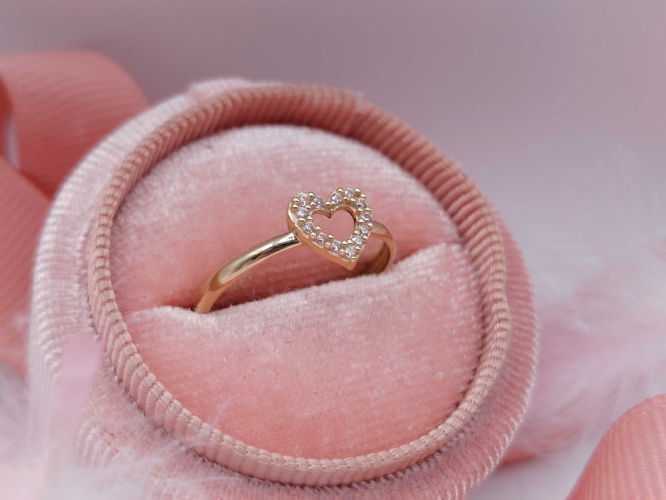 NOWY Złoty Pierścionek Serce r14 / Złoto 585