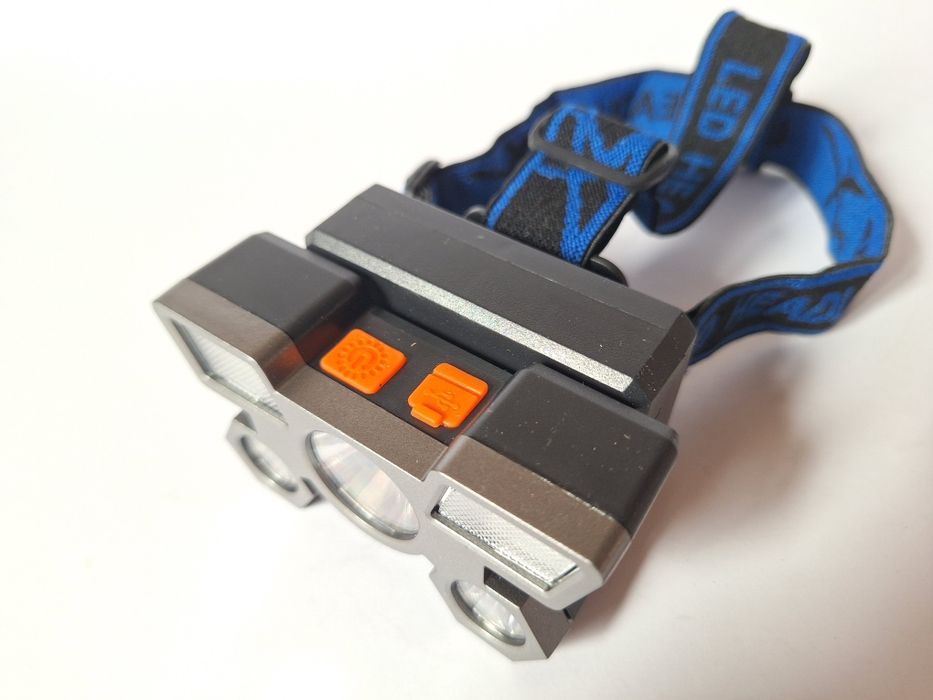 nowa lampka latarka czołowa, USB, niebieska