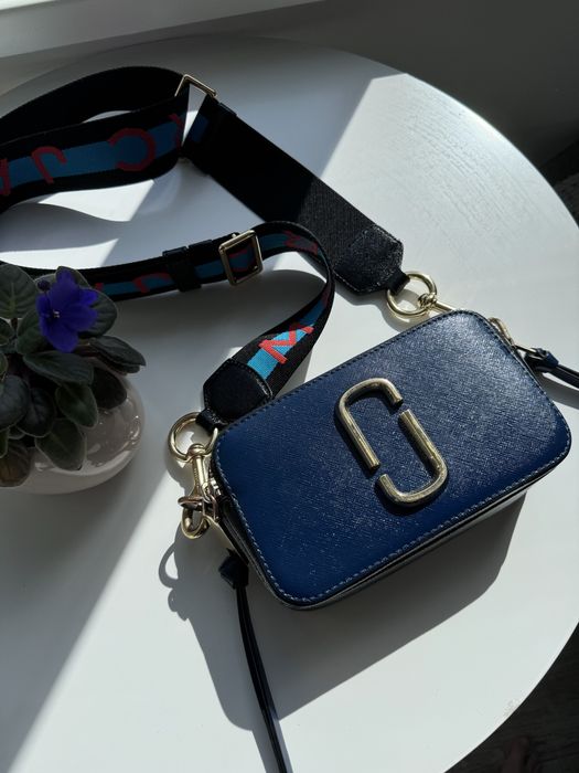 Шкіряна сумка marc jacobs the snapshot синя