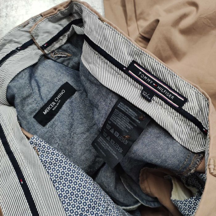 MĘSKIE Eleganckie Smart Casuals Beżowe Spodnie Chino Tommy Hilfiger