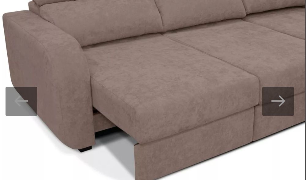 Chaise longue cama tecido APRIL dereita 4 lugares vison (Conforama)