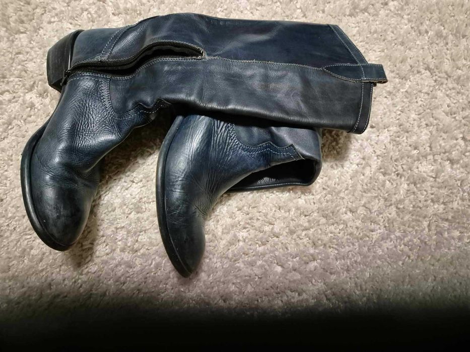 Kozaki, skóra Venezia, granatowe