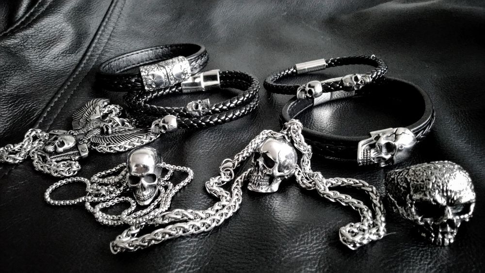 Stalowa gotycka czaszka skull wisiorek Rock Metal Moto Chopper Harley