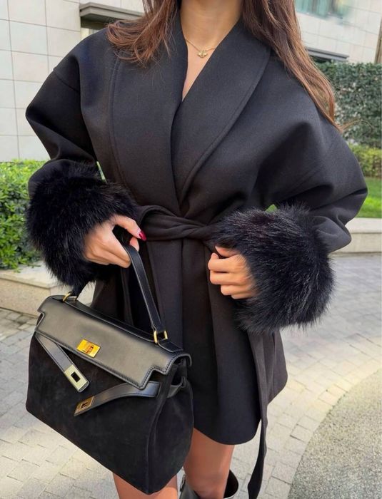 Пальто в стилі «ОLD MONEY» Пончо жіноче тепле. Жіночий верхній одяг