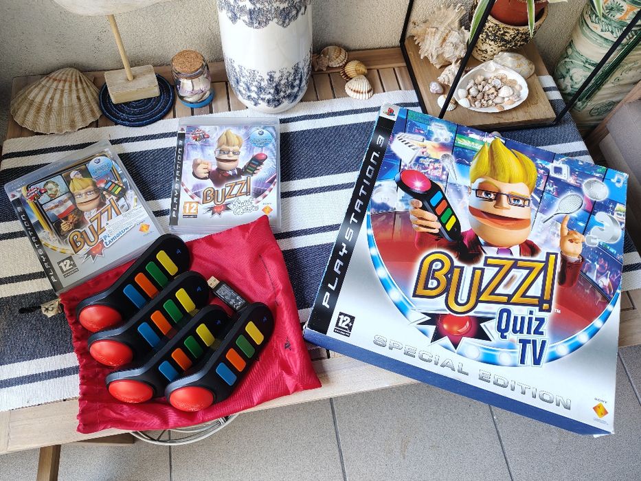 Konsola PlayStation 3 PS3 Slim Dysk 500GB + 2 pady bezprzewodowe + HDMI  / Gry dla dzieci Minecraft Move Buzz