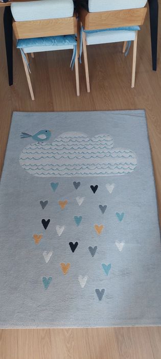 WYPRANY, 120x170 dywan dziecięcy dla dziecka szary krótkowłosy czysty