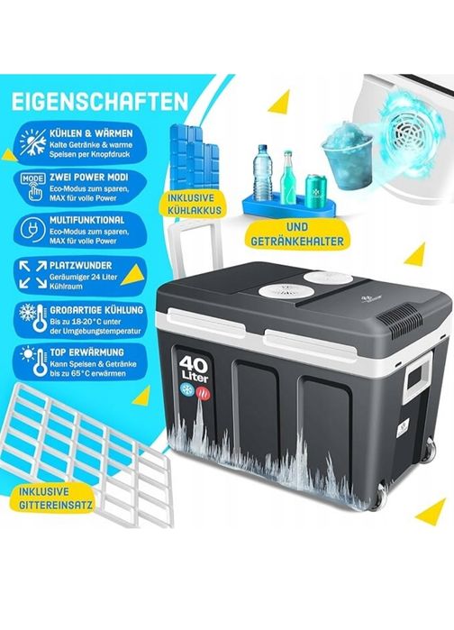 Lodówka 40 l z kółkami turystyczna kempingowa